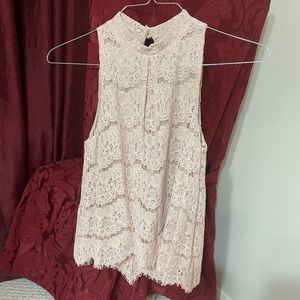 Lace sleeveless halter top